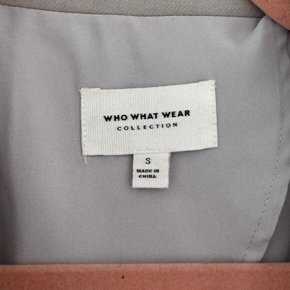 Who What Wear Light Gray Double-Breasted Blazer – Classic Tailored Fit, Small - Picture 4 of 6